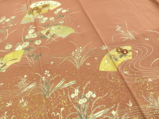 平和屋着物●訪問着 友禅 地紙花鳥文 金彩 正絹 逸品 AABF5946fy