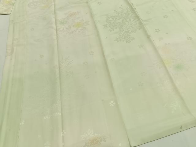 平和屋着物●長襦袢 袷 片輪車花地紋 暈し染め 正絹 逸品 AABF5948fy