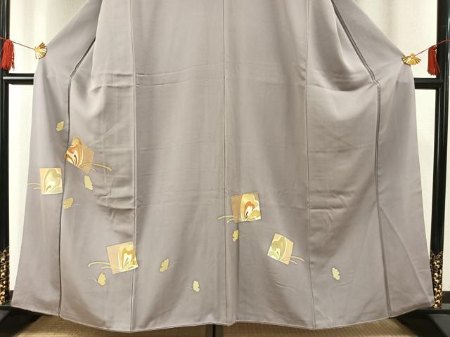 平和屋着物●訪問着 駒刺繍 色紙舞蝶文 金彩 正絹 逸品 AABF5970fy
