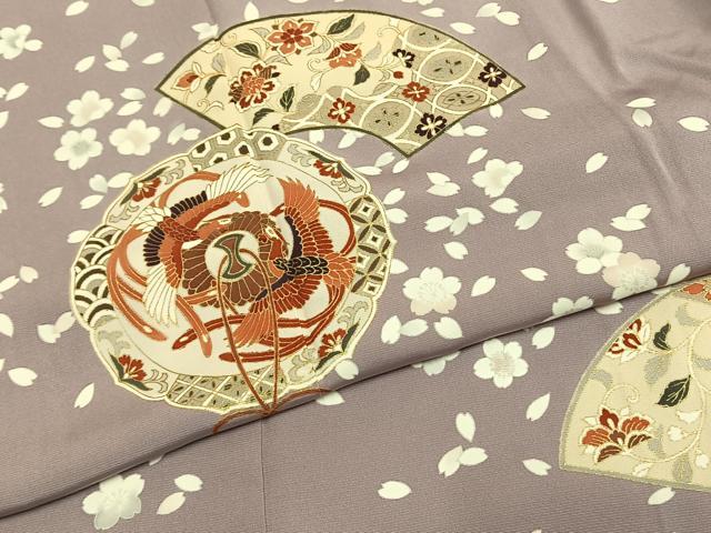 平和屋着物●訪問着 吉祥地紙花鳥文 金彩 正絹 逸品 AABF5973fy