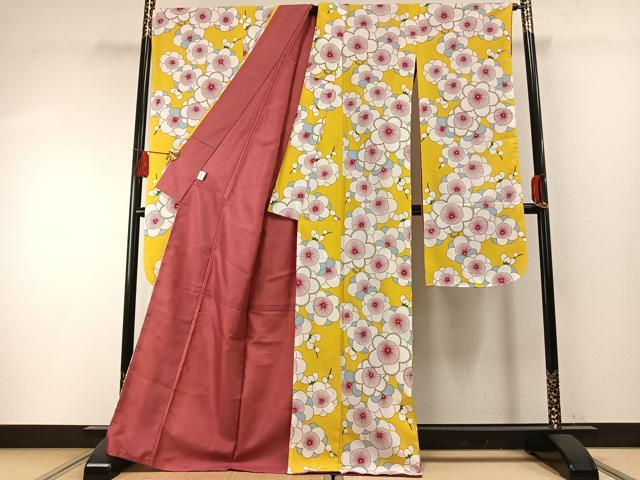 平和屋着物●振袖 舞花文 洗える着物 未使用 AABF5975fy