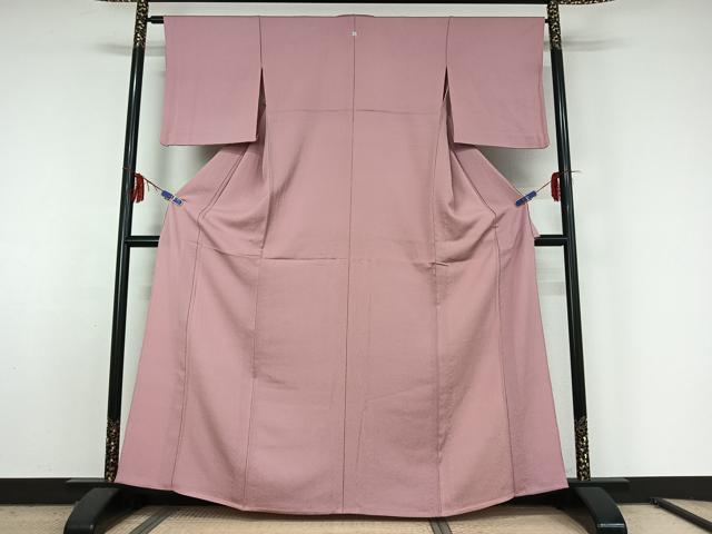 平和屋着物▽上質な色無地 単衣 石竹色 正絹 逸品 AABF6004jh