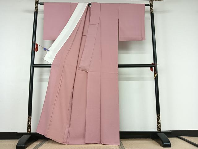 平和屋着物▽上質な色無地 単衣 石竹色 正絹 逸品 AABF6004jh