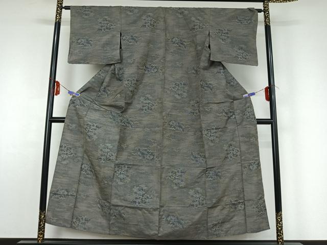 平和屋着物▽本場大島紬 単衣 7マルキ 風景花文 正絹 逸品 AABF6005jh