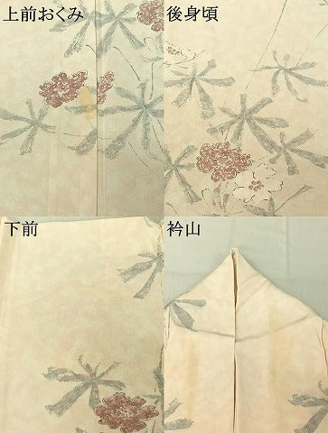 平和屋着物▽訪問着 単衣 草花文 正絹 逸品 AABF6026jh