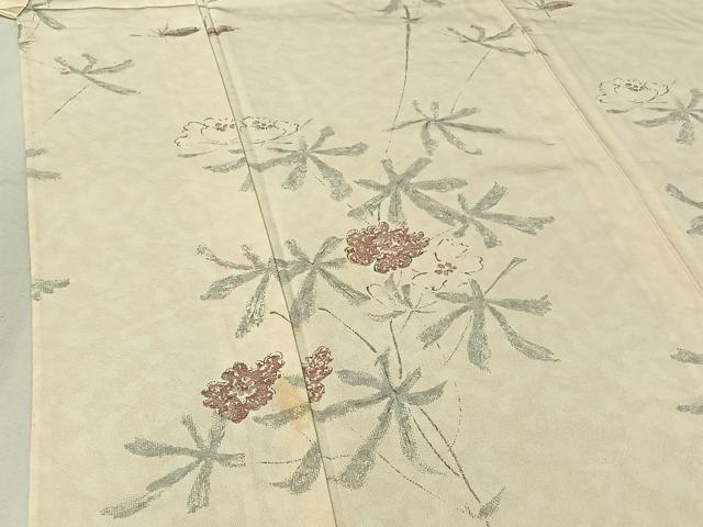 平和屋着物▽訪問着 単衣 草花文 正絹 逸品 AABF6026jh