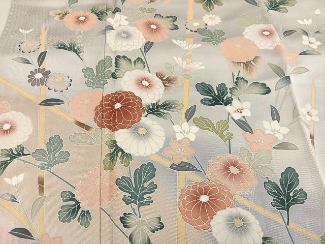 平和屋着物●訪問着 友禅 枝花文 暈し染め 正絹 逸品 AABF6043ph