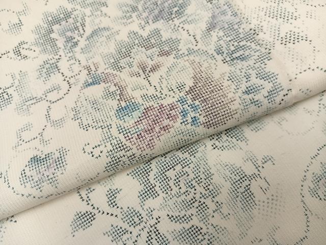 平和屋着物●本場大島紬 白大島 カタス7マルキ 花唐草文 三越扱い 正絹 逸品 AABF6051ph