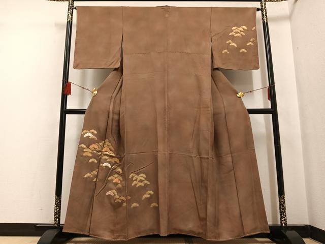 平和屋着物●訪問着 手描き 駒刺繍 松 暈し染め 正絹 逸品 未使用 AABF6088ph