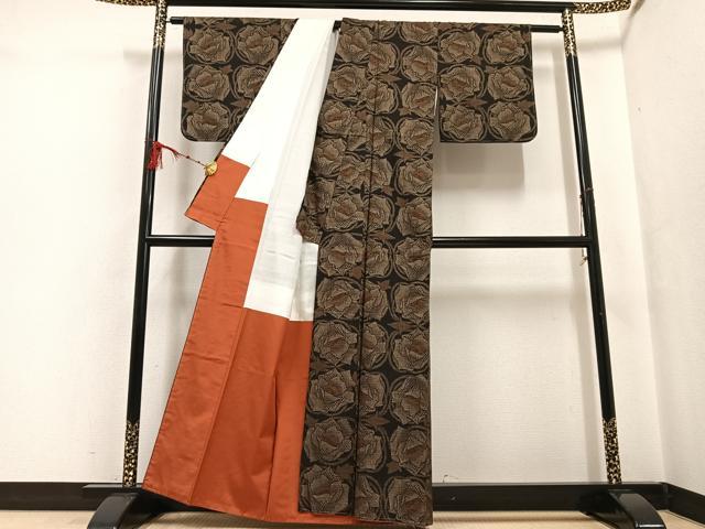 平和屋着物●本場大島紬 一元7マルキ 花尽くし 正絹 逸品 未使用 AABF6102ph