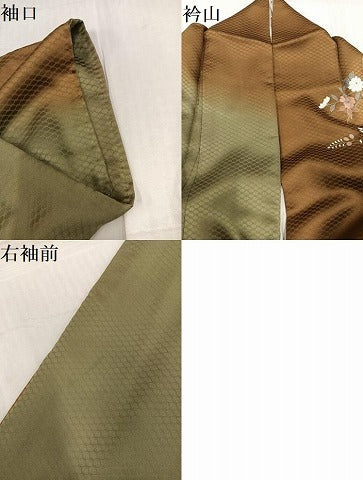 平和屋着物●訪問着 駒刺繍 地紙群れ鶴花蝶文 暈し染め 金彩 正絹 逸品 AABF6110ph