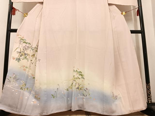平和屋着物●訪問着 友禅 流水源氏香草花文 暈し染め さが美扱い 正絹 逸品 AABF6113ph