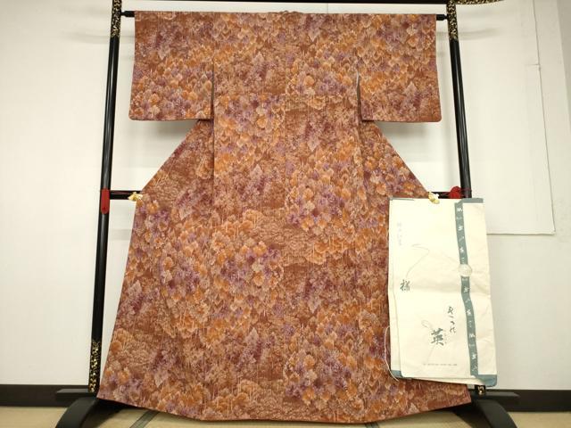 平和屋着物●洗える最高級着物 <英>はなぶさ謹製 小紋 北山紅葉 たとう紙付き 洗える着物 AABF6127ck