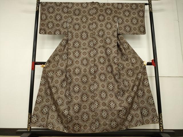平和屋着物●本場大島紬 アンティーク大島 亀甲花文 正絹 逸品 AABF6131ck