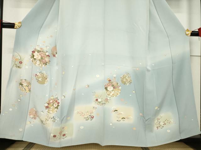 平和屋着物●訪問着 友禅 駒刺繍 花丸文 金彩 三越扱い 正絹 逸品 AABF6134ck