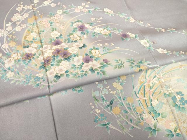 平和屋着物●訪問着 駒刺繍 花丸文 金彩 正絹 逸品 AABF6135ck