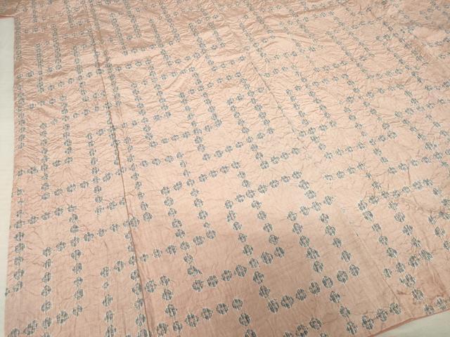 平和屋着物●上質な紬 絞り 幾何学文様 正絹 逸品 AABF6142ck