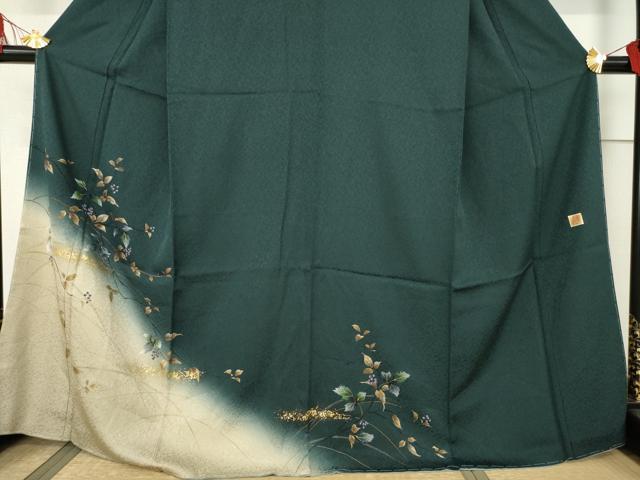平和屋着物●和紙染染色作家・植村彩弘 訪問着 南天文 暈し染め 金彩 やまと金ラベル 正絹 逸品 AABF6156ck