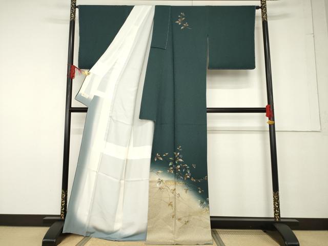 平和屋着物●和紙染染色作家・植村彩弘 訪問着 南天文 暈し染め 金彩 やまと金ラベル 正絹 逸品 AABF6156ck