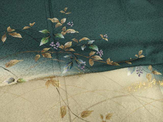 平和屋着物●和紙染染色作家・植村彩弘 訪問着 南天文 暈し染め 金彩 やまと金ラベル 正絹 逸品 AABF6156ck
