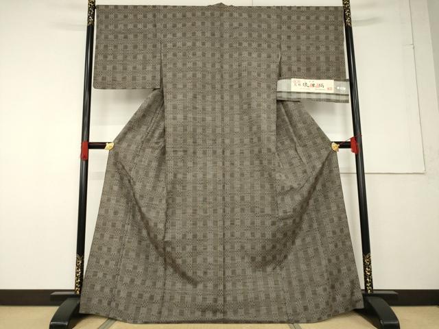 平和屋着物●花織 紬 琉里縞 正絹 逸品 AABF6178ck