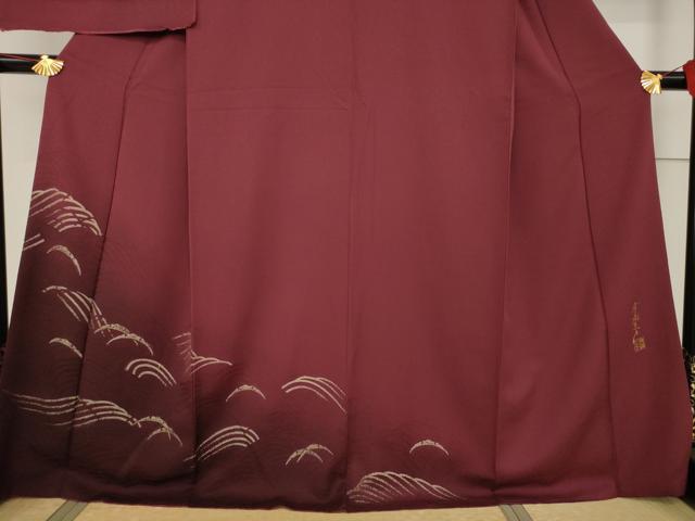 平和屋着物●染色作家 斉藤三才 訪問着 立波文 穂高天蚕糸 暈し染め 丹後ちりめん 証紙付き 正絹 逸品 AABF6180ck
