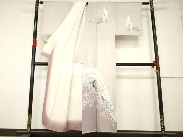 平和屋着物●鎌倉友禅 坂井教人 日本工芸会正会員 訪問着 刺繍 孔雀花文 正絹 逸品 AABF6188ck