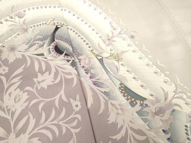 平和屋着物●鎌倉友禅 坂井教人 日本工芸会正会員 訪問着 刺繍 孔雀花文 正絹 逸品 AABF6188ck