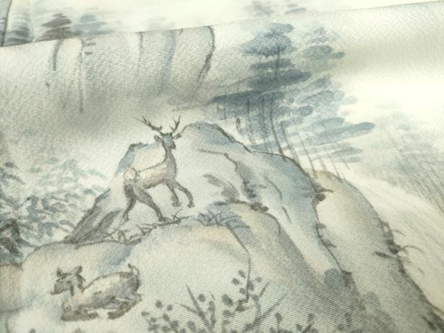 平和屋着物●訪問着 手描き 風景文 正絹 逸品 AABF6192ck