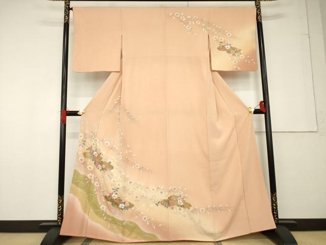 平和屋着物●訪問着 友禅 雲取り花文 金彩 正絹 逸品 AABF6194ck