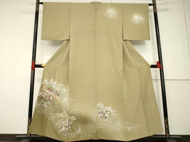 平和屋着物●訪問着 友禅 風景花文 正絹 逸品 AABF6195ck