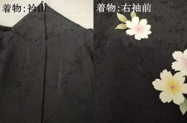 平和屋着物●豪華振袖・長襦袢(袷)セット 舞花文 暈し染め 黒地 金彩 さが美扱い 正絹 逸品 AABF6196ck