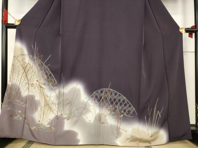 平和屋着物●訪問着 中国三大刺繍 汕頭刺繍 スワトウ刺繍 花籬文 暈し染め 金糸 正絹 逸品 AABF6199ck