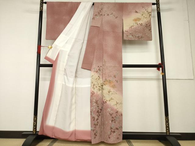 平和屋着物●訪問着 中国三大刺繍 スワトウ刺繍 汕頭刺繍 地紙重ね花文 暈し染め 金彩 正絹 逸品 AABF6200ck