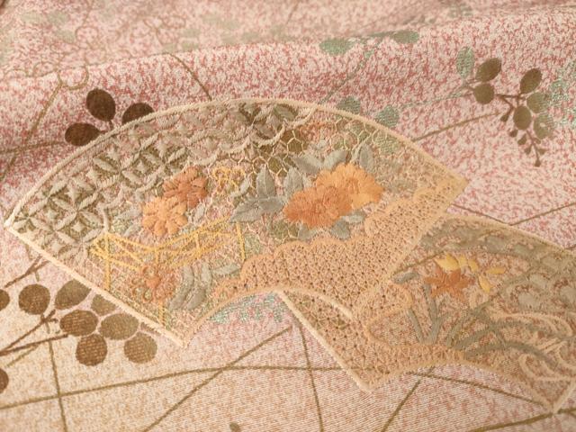 平和屋着物●訪問着 中国三大刺繍 スワトウ刺繍 汕頭刺繍 地紙重ね花文 暈し染め 金彩 正絹 逸品 AABF6200ck