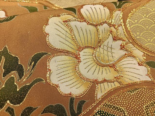 平和屋着物■豪華黒留袖 駒刺繍 花唐草文 金彩 正絹 逸品 AABF6206oa