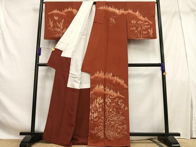 平和屋着物■訪問着 刺繍 樹林文 正絹 逸品 AABF6216oa