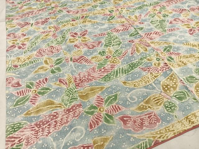 平和屋着物■上質な小紋 ろうけつ染め 花蝶文 正絹 逸品 AABF6220oa