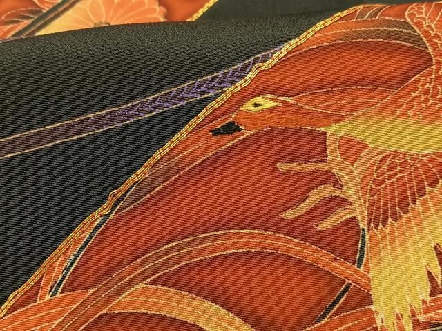 平和屋着物■豪華黒留袖 作家物 駒刺繍 文箱花鳥文 暈し染め 正絹 逸品 AABF6257oa