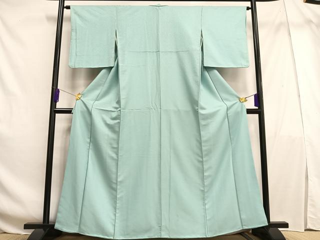 平和屋着物■上質な色無地 幾何学地紋 秘色色 正絹 逸品 AABF6263oa