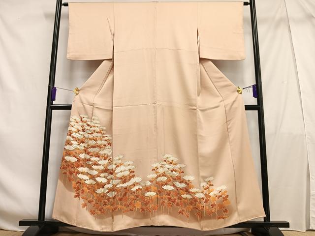 平和屋着物■豪華色留袖 駒刺繍 枝花文 暈し染め 金彩 正絹 逸品 AABF6284oa
