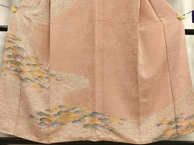 平和屋着物■訪問着 駒刺繍 立波文 たたき染め 金彩 正絹 逸品 AABF6323oa