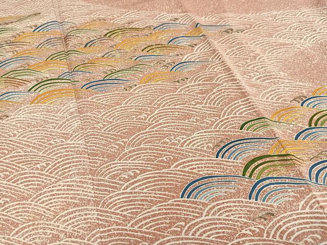平和屋着物■訪問着 駒刺繍 立波文 たたき染め 金彩 正絹 逸品 AABF6323oa