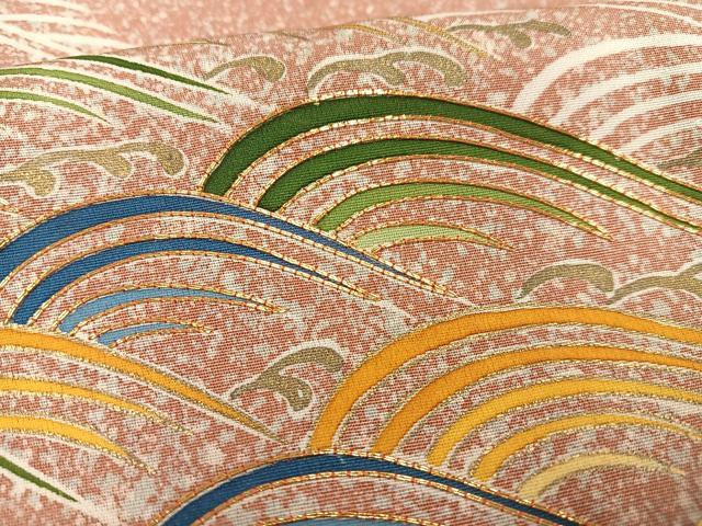 平和屋着物■訪問着 駒刺繍 立波文 たたき染め 金彩 正絹 逸品 AABF6323oa