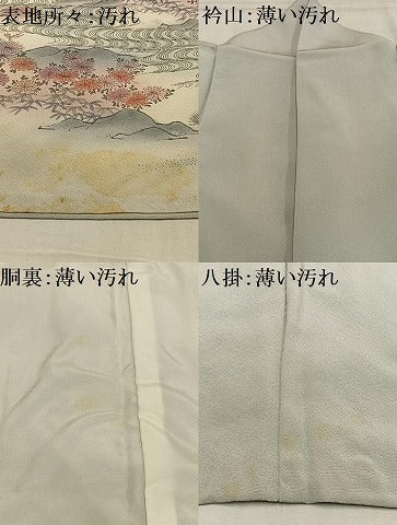 平和屋着物■豪華色留袖 風景花文 暈し染め 金銀彩 正絹 逸品 AABF6372oa