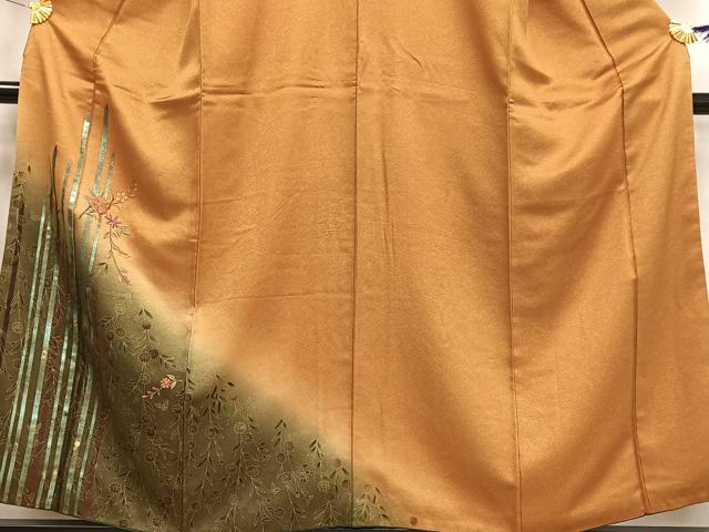 平和屋着物■訪問着 刺繍 枝花文 暈し染め 金糸 金彩 正絹 逸品 AABF6398oa