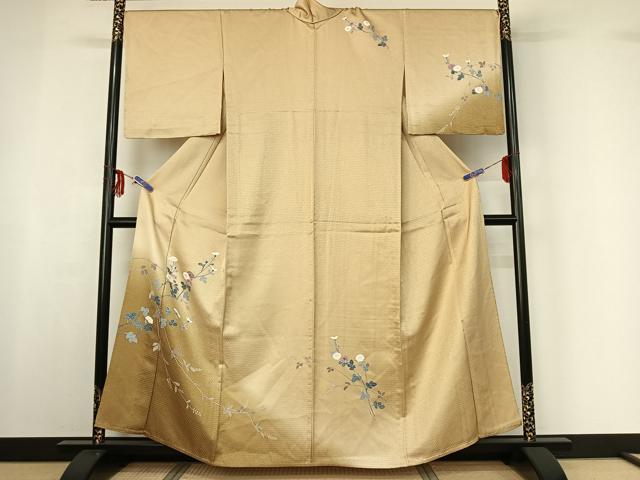 平和屋着物▽訪問着 単衣 草花文 暈し染め 正絹 逸品 AABF6404jh