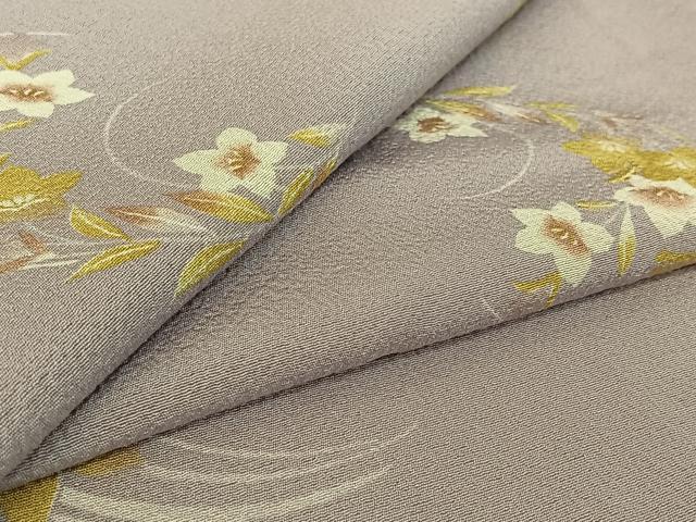平和屋着物▽上質な小紋 単衣 草花文 正絹 逸品 AABF6406jh
