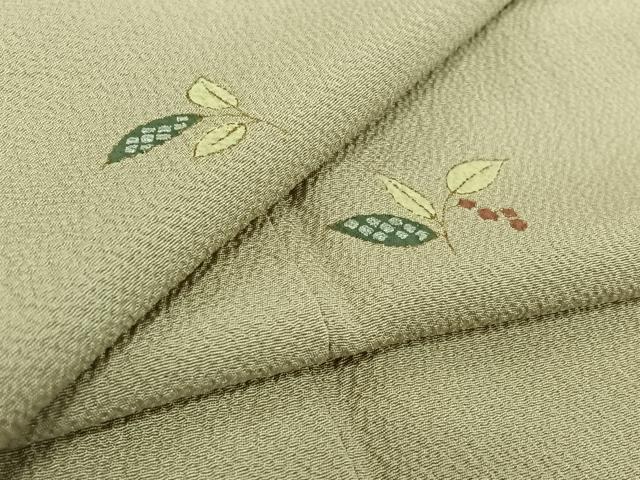 平和屋着物▽上質な小紋 単衣 南天文 金銀彩 鬼しぼ縮緬 正絹 逸品 AABF6411jh