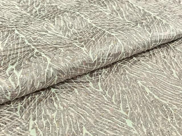 平和屋着物▽名門 藤娘きぬたや・総絞り 小紋 単衣 霞文 正絹 逸品 AABF6419jh